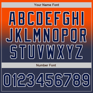 Custom Orange Navy-White Authentic Fade Fashion Baseball Jersey