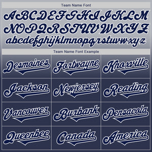 Custom Gray Navy-White Authentic Fade Fashion Baseball Jersey