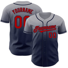 Load image into Gallery viewer, Custom Gray Red-Navy Authentic Fade Fashion Baseball Jersey
