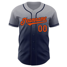 Load image into Gallery viewer, Custom Gray Orange-Navy Authentic Fade Fashion Baseball Jersey
