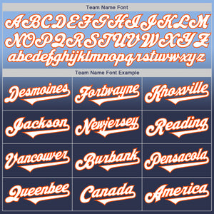 Custom Light Blue Navy-Orange Authentic Fade Fashion Baseball Jersey