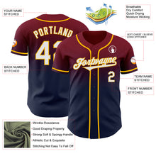 Load image into Gallery viewer, Custom Crimson Navy-Gold Authentic Fade Fashion Baseball Jersey
