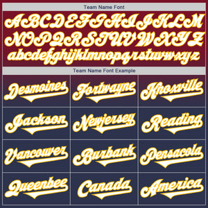 Custom Crimson Navy-Gold Authentic Fade Fashion Baseball Jersey