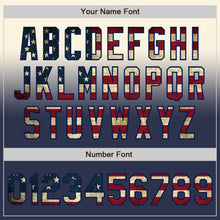 Load image into Gallery viewer, Custom Cream Vintage USA Flag-Navy Authentic Fade Fashion Baseball Jersey
