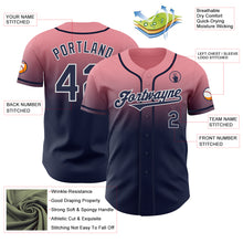 Load image into Gallery viewer, Custom Medium Pink Navy-White Authentic Fade Fashion Baseball Jersey
