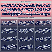 Load image into Gallery viewer, Custom Medium Pink Navy-White Authentic Fade Fashion Baseball Jersey
