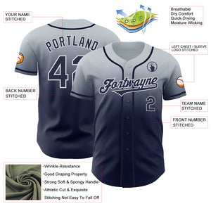 Custom Silver Navy-White Authentic Fade Fashion Baseball Jersey
