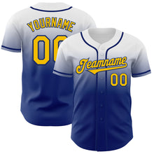Load image into Gallery viewer, Custom White Yellow-Royal Authentic Fade Fashion Baseball Jersey
