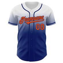 Load image into Gallery viewer, Custom White Orange-Royal Authentic Fade Fashion Baseball Jersey
