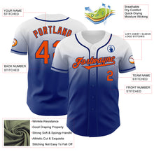 Load image into Gallery viewer, Custom White Orange-Royal Authentic Fade Fashion Baseball Jersey
