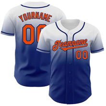 Load image into Gallery viewer, Custom White Orange-Royal Authentic Fade Fashion Baseball Jersey
