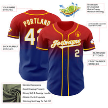 Load image into Gallery viewer, Custom Red White Royal-Yellow Authentic Fade Fashion Baseball Jersey
