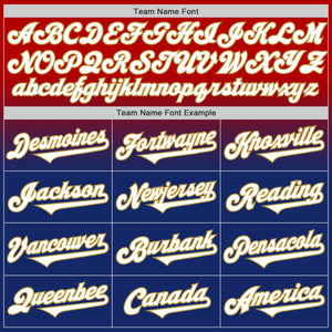 Custom Red White Royal-Old Gold Authentic Fade Fashion Baseball Jersey