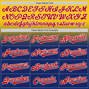 Custom Yellow Red Royal-White Authentic Fade Fashion Baseball Jersey