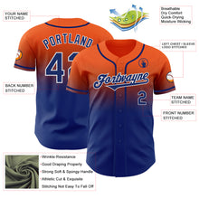 Load image into Gallery viewer, Custom Orange Royal-White Authentic Fade Fashion Baseball Jersey
