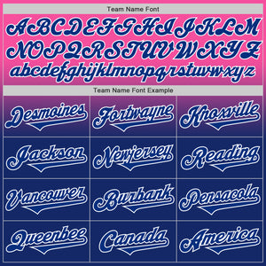 Custom Pink Royal-White Authentic Fade Fashion Baseball Jersey