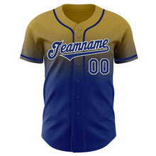 Load image into Gallery viewer, Custom Old Gold Royal-White Authentic Fade Fashion Baseball Jersey

