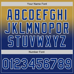 Custom Old Gold Royal-White Authentic Fade Fashion Baseball Jersey