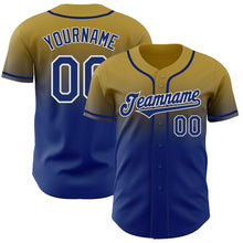 Load image into Gallery viewer, Custom Old Gold Royal-White Authentic Fade Fashion Baseball Jersey
