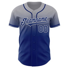 Load image into Gallery viewer, Custom Gray Royal-White Authentic Fade Fashion Baseball Jersey
