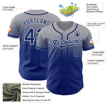 Load image into Gallery viewer, Custom Gray Royal-White Authentic Fade Fashion Baseball Jersey
