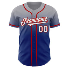 Load image into Gallery viewer, Custom Gray White Royal-Red Authentic Fade Fashion Baseball Jersey
