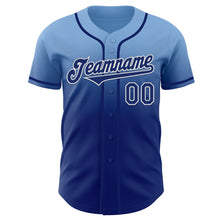 Load image into Gallery viewer, Custom Light Blue Royal-White Authentic Fade Fashion Baseball Jersey
