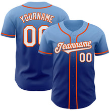 Load image into Gallery viewer, Custom Light Blue White Royal-Orange Authentic Fade Fashion Baseball Jersey
