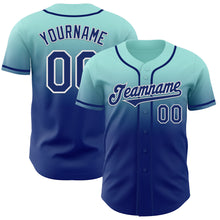 Load image into Gallery viewer, Custom Ice Blue Royal-White Authentic Fade Fashion Baseball Jersey
