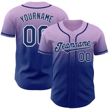 Load image into Gallery viewer, Custom Light Purple Royal-White Authentic Fade Fashion Baseball Jersey
