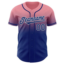Load image into Gallery viewer, Custom Medium Pink Royal-White Authentic Fade Fashion Baseball Jersey
