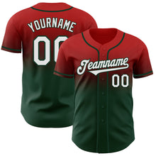 Load image into Gallery viewer, Custom Red White-Green Authentic Fade Fashion Baseball Jersey
