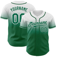 Load image into Gallery viewer, Custom White Kelly Green Authentic Fade Fashion Baseball Jersey
