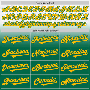 Custom White Gold-Kelly Green Authentic Fade Fashion Baseball Jersey
