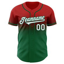 Load image into Gallery viewer, Custom Red White-Kelly Green Authentic Fade Fashion Baseball Jersey
