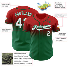 Load image into Gallery viewer, Custom Red White-Kelly Green Authentic Fade Fashion Baseball Jersey
