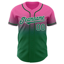 Load image into Gallery viewer, Custom Pink Kelly Green-White Authentic Fade Fashion Baseball Jersey
