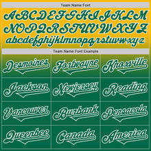 Load image into Gallery viewer, Custom Gold Kelly Green-White Authentic Fade Fashion Baseball Jersey
