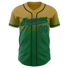 Load image into Gallery viewer, Custom Old Gold Kelly Green-Black Authentic Fade Fashion Baseball Jersey
