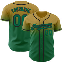 Load image into Gallery viewer, Custom Old Gold Kelly Green-Black Authentic Fade Fashion Baseball Jersey
