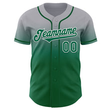 Load image into Gallery viewer, Custom Gray Kelly Green-White Authentic Fade Fashion Baseball Jersey
