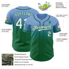 Load image into Gallery viewer, Custom Light Blue White-Kelly Green Authentic Fade Fashion Baseball Jersey
