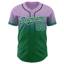 Load image into Gallery viewer, Custom Light Purple Kelly Green-White Authentic Fade Fashion Baseball Jersey
