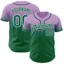 Load image into Gallery viewer, Custom Light Purple Kelly Green-White Authentic Fade Fashion Baseball Jersey
