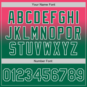 Custom Neon Pink Kelly Green-White Authentic Fade Fashion Baseball Jersey