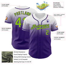 Load image into Gallery viewer, Custom White Neon Green-Purple Authentic Fade Fashion Baseball Jersey
