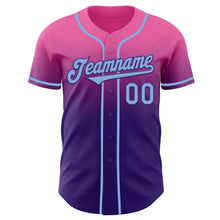 Load image into Gallery viewer, Custom Pink Light Blue-Purple Authentic Fade Fashion Baseball Jersey
