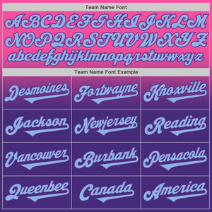 Custom Pink Light Blue-Purple Authentic Fade Fashion Baseball Jersey