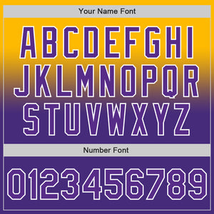 Custom Gold Purple-White Authentic Fade Fashion Baseball Jersey