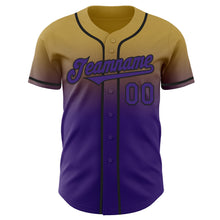 Load image into Gallery viewer, Custom Old Gold Purple-Black Authentic Fade Fashion Baseball Jersey
